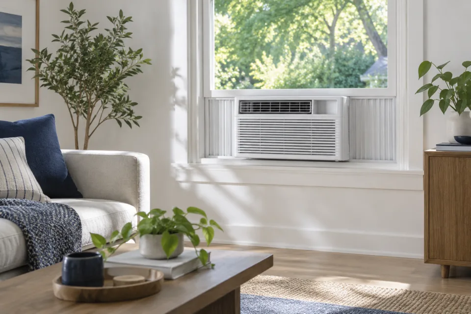 Illustrative residential window air conditioner setting